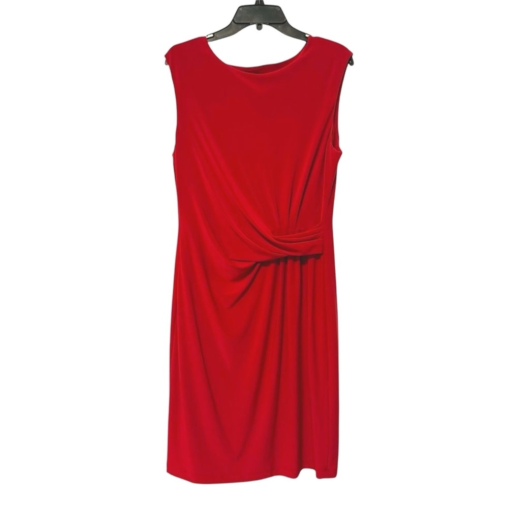 Anne Klein Sheath Dress Red Classic Side Knot Sleeveless Womens 12‎